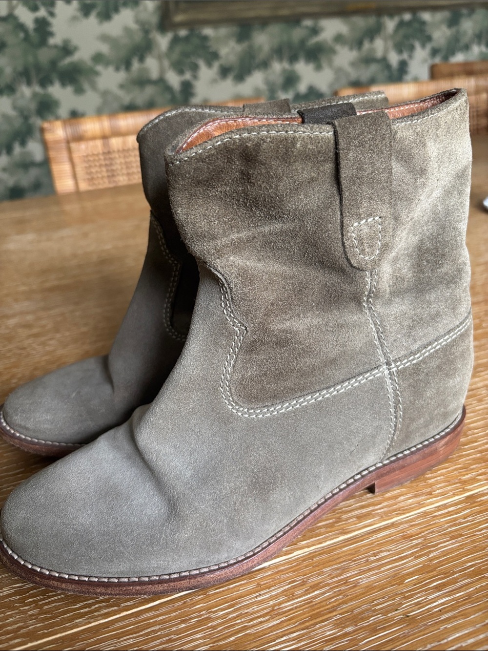 Isabel Marant Olive Suede Ankle Booties